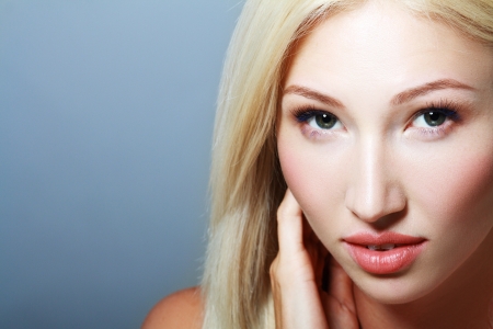 portrait of beautiful blond multiirace woman の写真素材