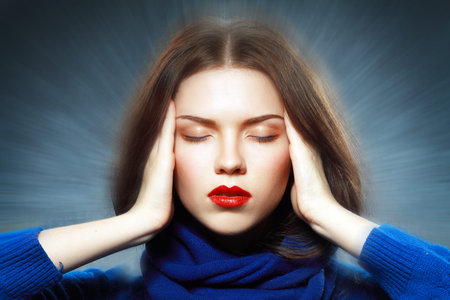 Beauty Portrait Of Beautiful Girl Meditating With Closed Eyes Close UP