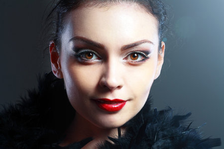 Beautiful Face Makeup close-up. Perfect Healthy Skin