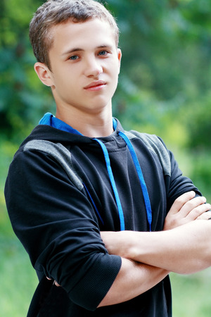 Portrait Of Young Smiling Teen Boyの写真素材