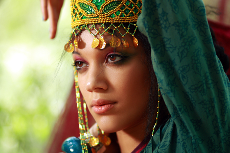beautiful african woman as boho eastern princessの写真素材