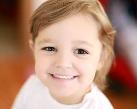 Close up portrait of adorable 2 years old girlの写真素材