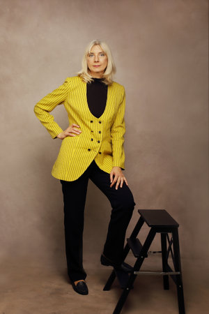 Beautiful blond lady in her 50s professional portrai personal branding shotの写真素材