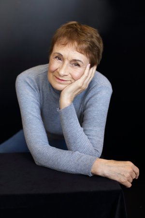 portrait of beautiful woman in her 70+ age mature grandmother happyの写真素材