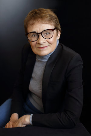 portrait of beautiful woman in her 70+ age mature grandmother happyの写真素材