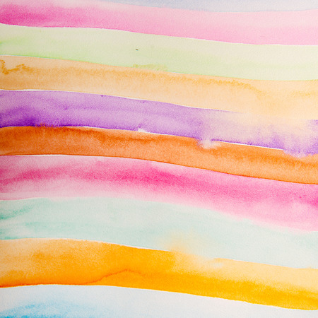 Striped hand drawn watercolor background. Vector version. Bright colors. Watercolor composition for scrapbook elements or print.の写真素材