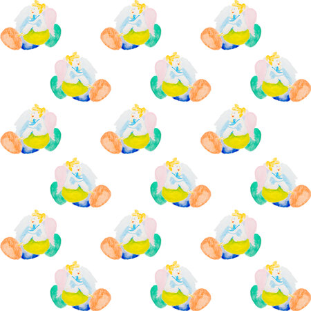 easter angels watercolor background isolatedの写真素材