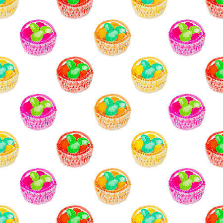 easter eggs in a basket patternの写真素材