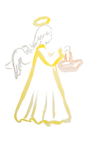 easter angel watercolor isolatedの写真素材
