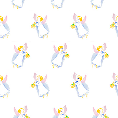 easter angels watercolor texture isolatedの写真素材