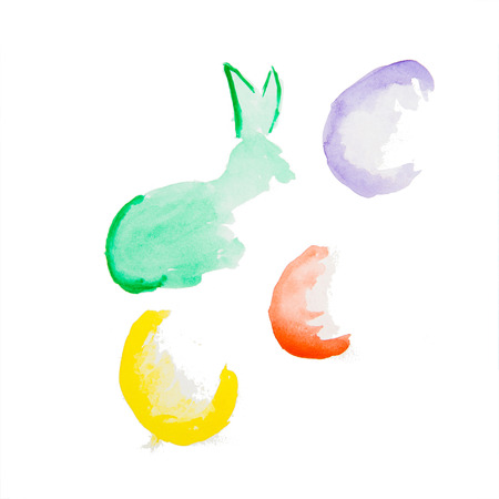 watercolor easter rabbitの写真素材