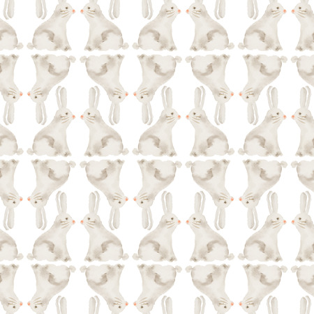 watercolor rabbit patternの写真素材
