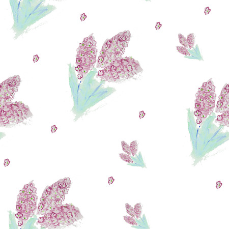 watercolor flowers of lilac patternの写真素材