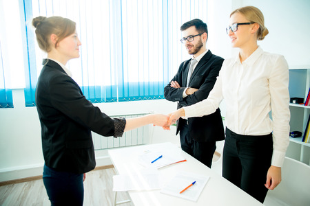 Candidate shaking hands with hr managerの写真素材