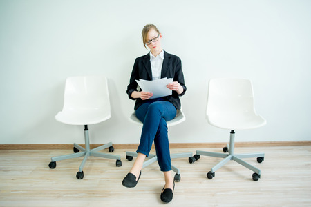 Waiting for a job interviewの写真素材