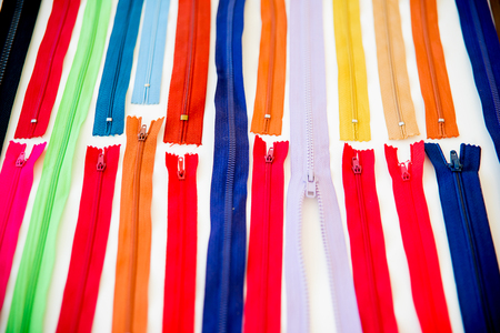 Set of multicolored zippersの写真素材