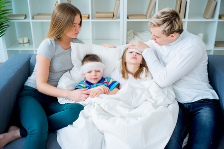 Family is ill at homeの写真素材