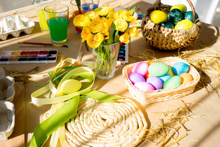 Easter eggs and brushes