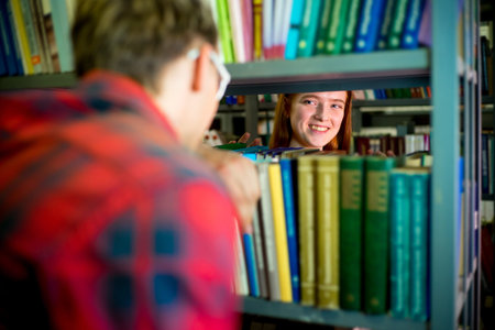 College students in library