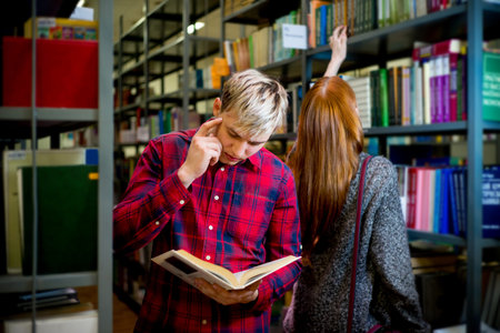 College students in library