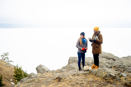 Young couple in mountains