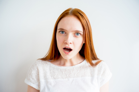 Girl face expressions and emotionsの写真素材