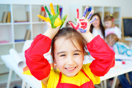 Art lesson in kindergartenの写真素材