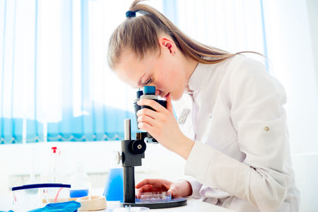 Female scientist in a laboratoryの写真素材