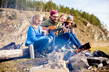 Family is on a picnicの写真素材