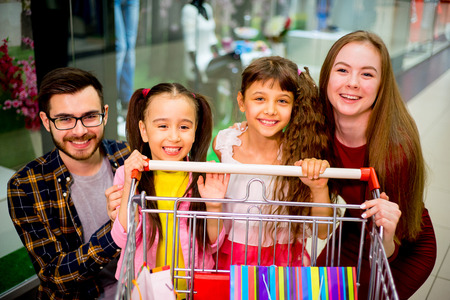 Happy family shoppingの写真素材