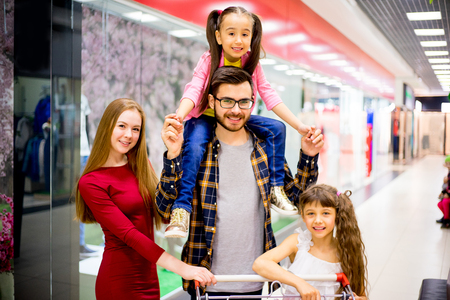 Happy family shoppingの写真素材