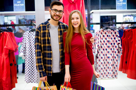 Happy family shoppingの写真素材