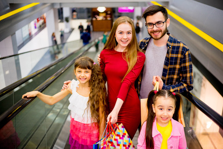 Happy family shoppingの写真素材