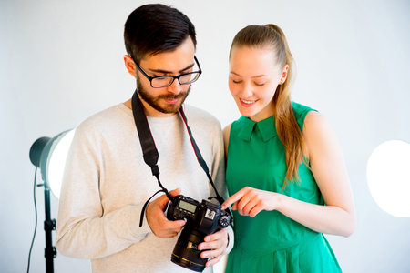 Female model working at studio