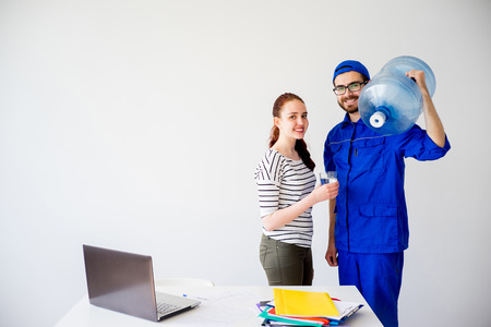 Water delivery into officeの写真素材