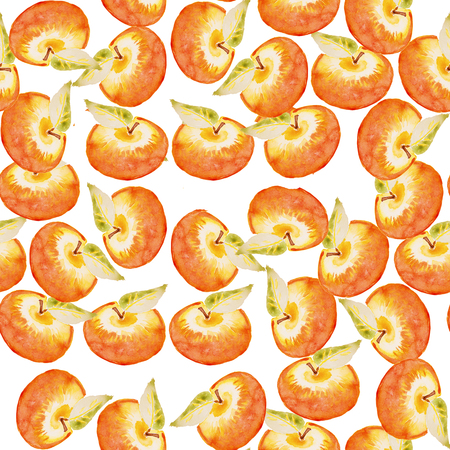 Watercolor illustration of an appleの写真素材