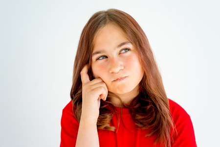 Girl showing emotionsの写真素材
