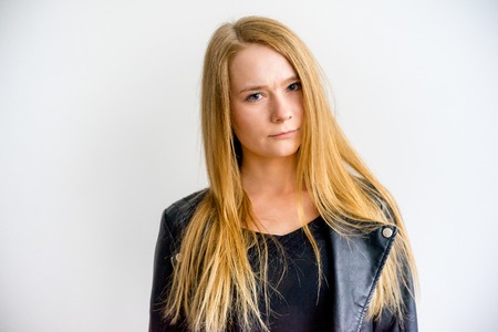 Girl showing emotionsの写真素材