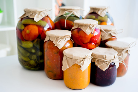 Jars with pickled vegetablesの写真素材