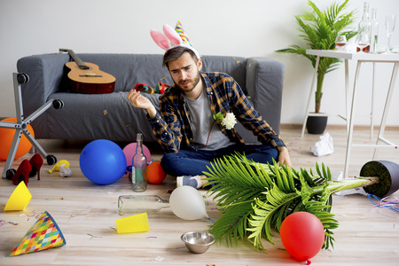 Hangover after a partyの写真素材