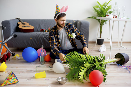 Hangover after a partyの写真素材