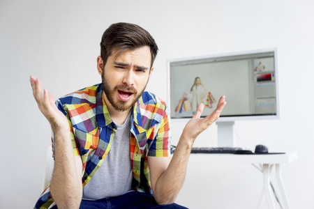 Retoucher is under stressの写真素材