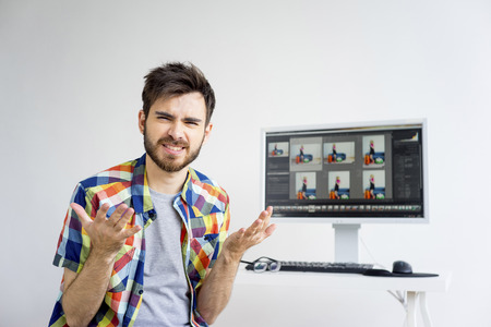 Retoucher is under stressの写真素材