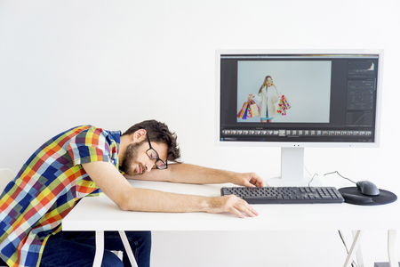 Retoucher is under stressの写真素材