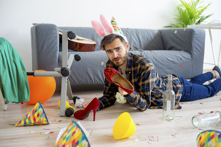 Hangover after a partyの写真素材