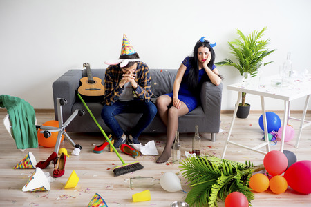 Hangover after a partyの写真素材