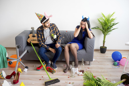 Hangover after a partyの写真素材