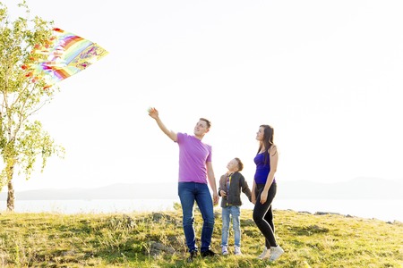 Family in a parkの写真素材