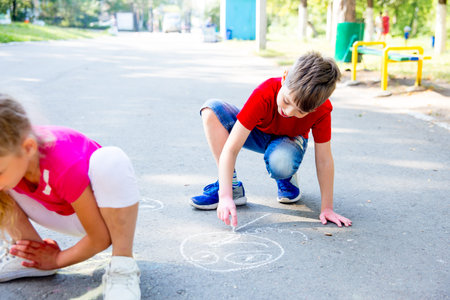 Kids on playgroundの写真素材