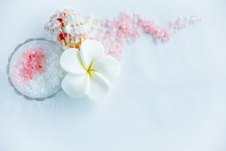 An image of different spa things on a tableの写真素材